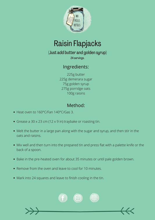 No Frills Raisin Flapjacks Kit.