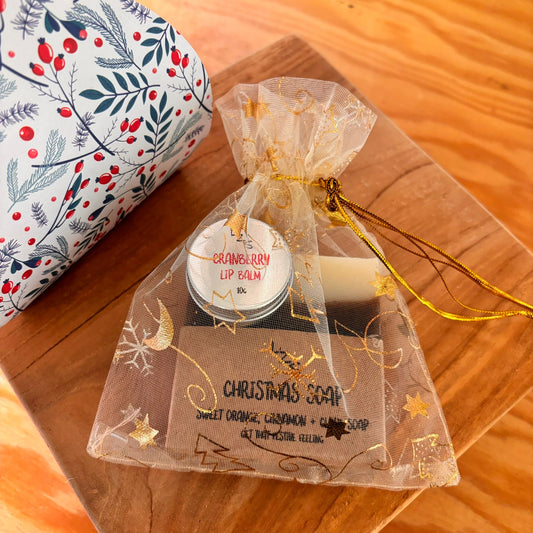 Christmas Soap & Cranberry Lip Balm Gift Set