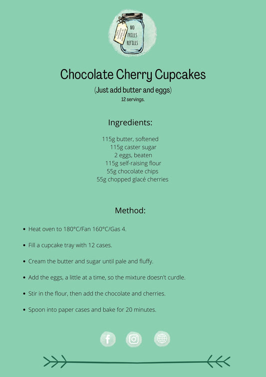 No Frills Chocolate Cherry Cupcakes Kit.