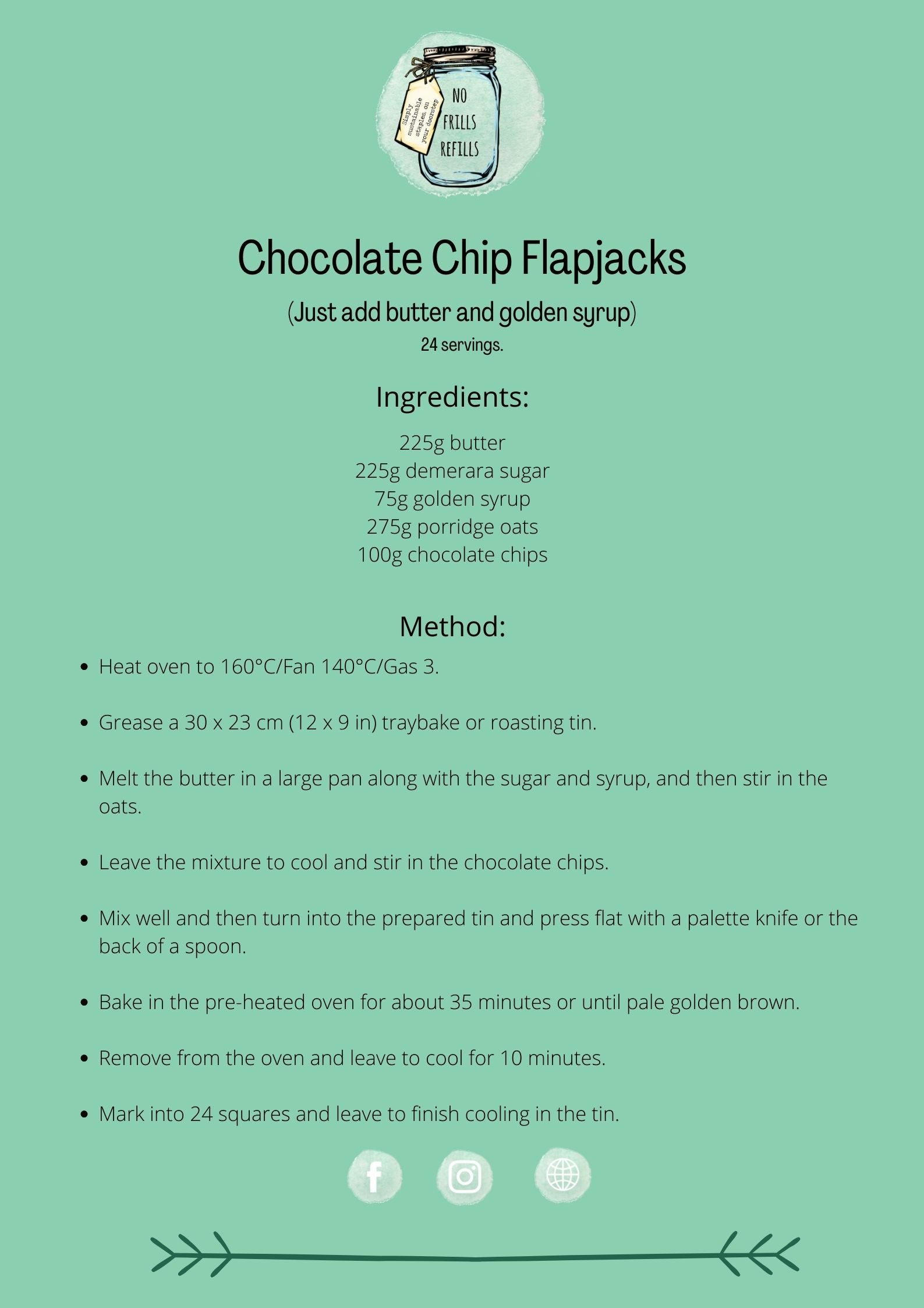 No Frills Chocolate Chip Flapjacks Kit.