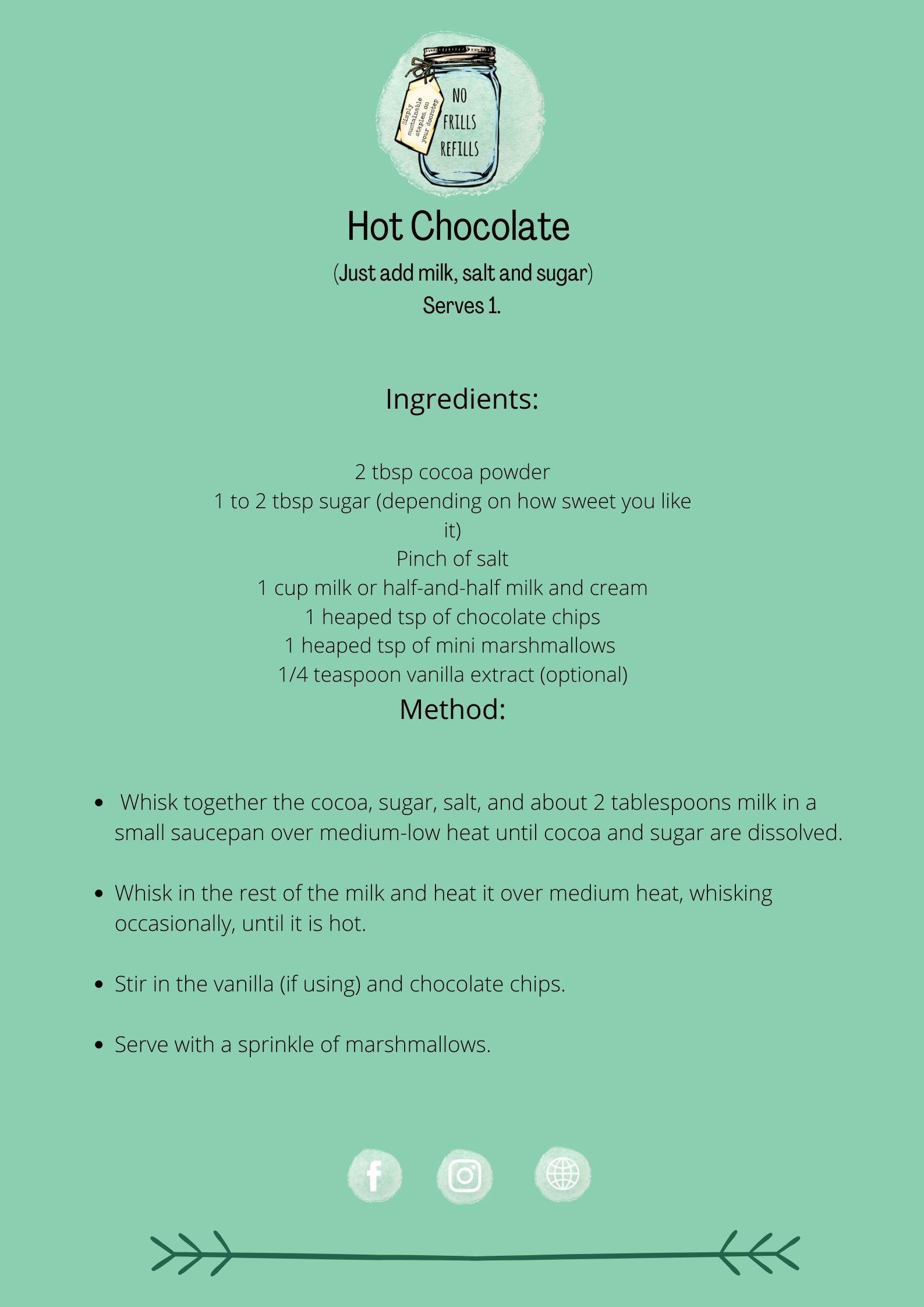 No Frills Hot Chocolate Kit (10 servings)