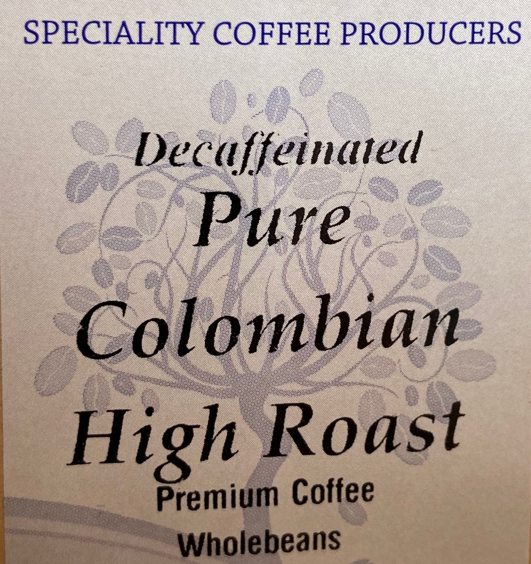 Pure Colombian High Roast (Decaf) Whole Bean Coffee