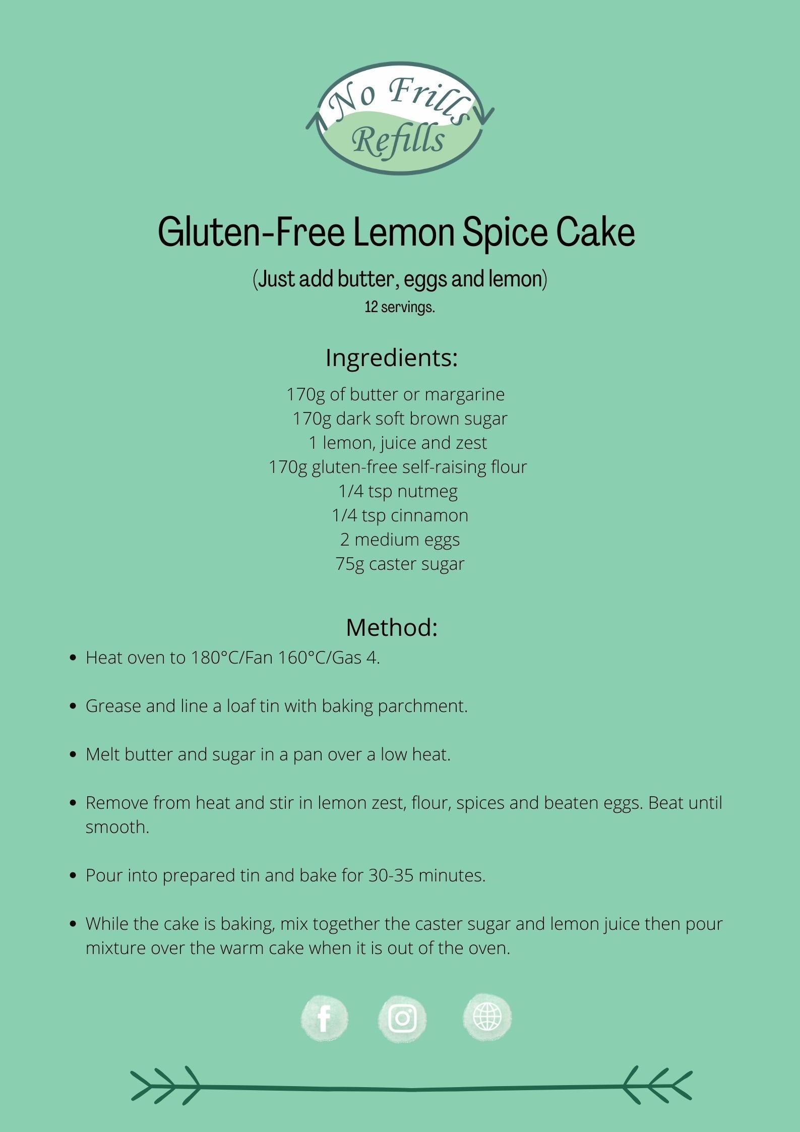 No Frills Gluten-Free Lemon Spice Cake Kit.
