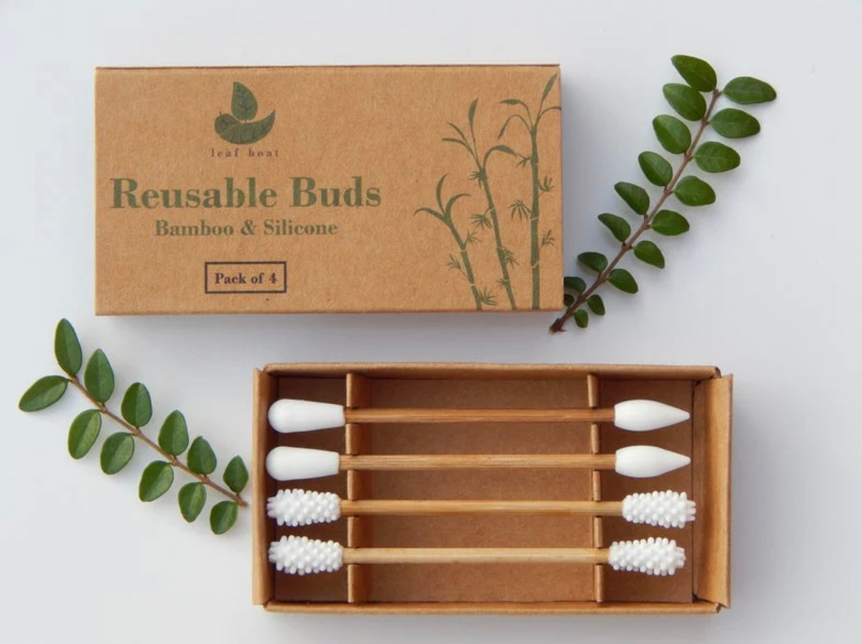 Leaf Boat Bamboo & Silicone Reusable Buds
